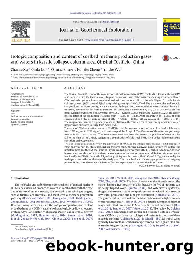 Isotopic composition and content of coalbed methane production gases and waters in karstic collapse column area, Qinshui Coalfield, China by Zhanjie Xu & Qinfu Liu & Qiming Zheng & Hongfei Cheng & Yingke Wu