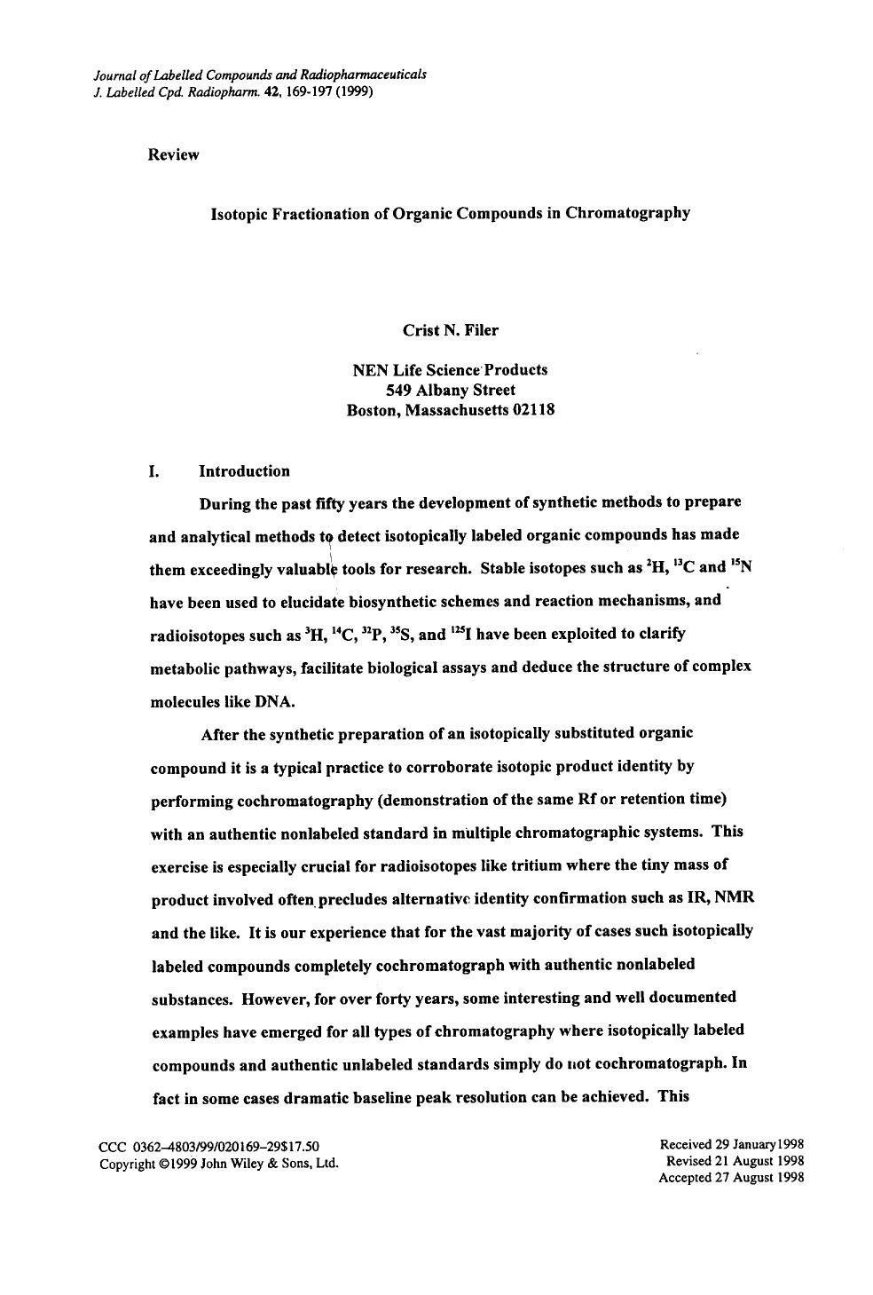 Isotopic fractionation of organic compounds in chromatography by Unknown