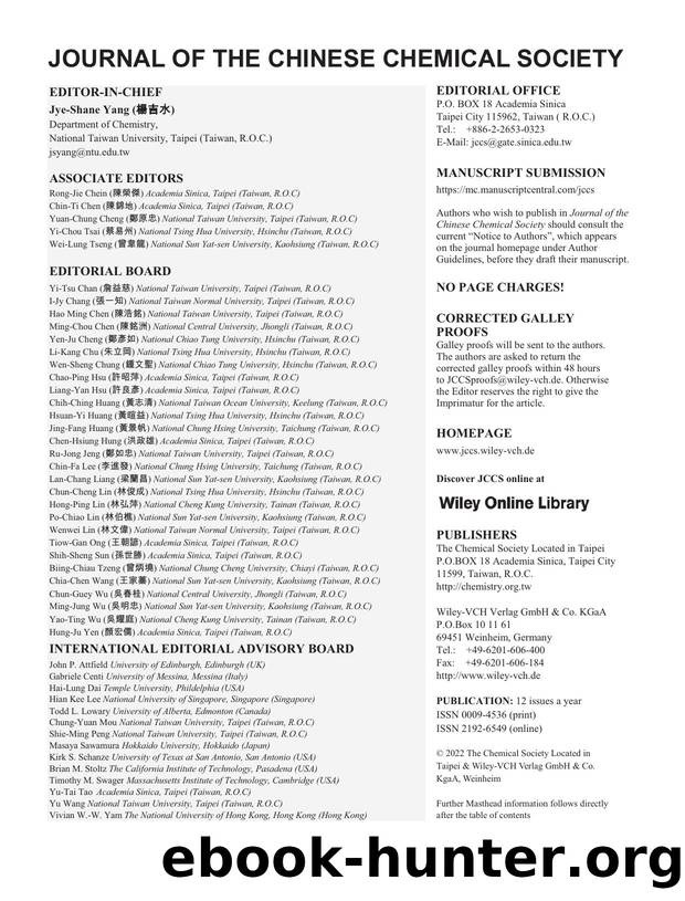Issue Information: Journal of the Chinese Chemical Society 122022 by Unknown