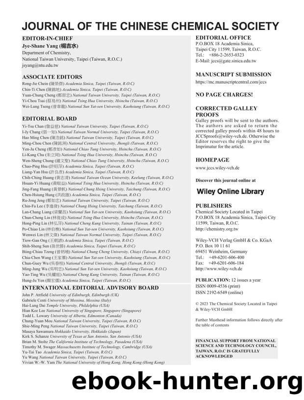 Issue Information: Journal of the Chinese Chemical Society 62023 by Unknown