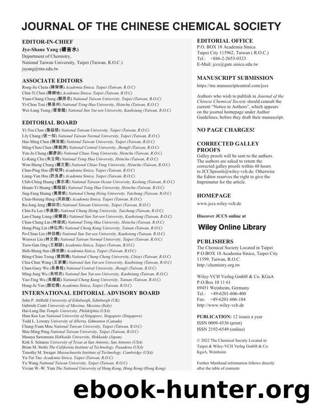 Issue Information: Journal of the Chinese Chemical Society 72022 by Unknown