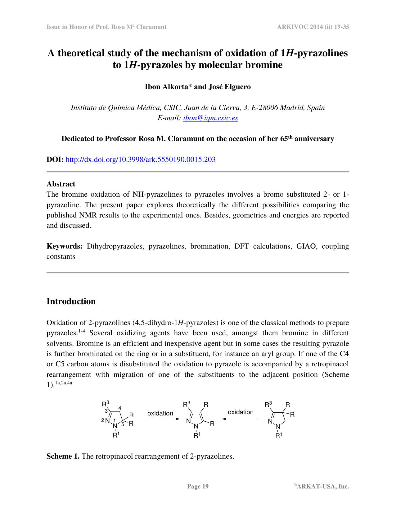 Issue in Honor of Prof by Jose Elguero