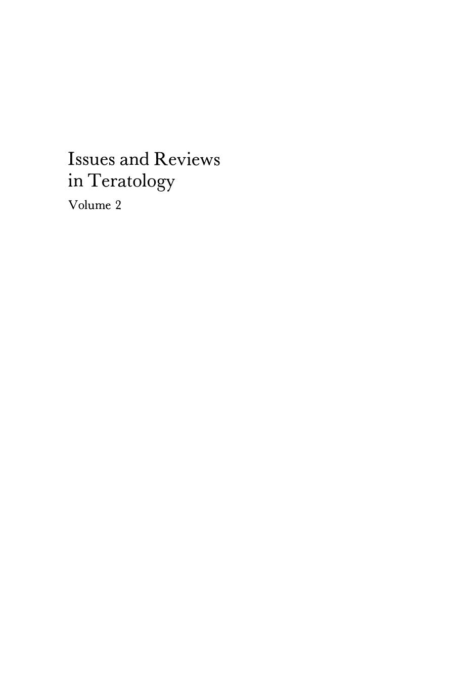 Issues and Reviews in Teratology: Volume 2 by Bengt Källén