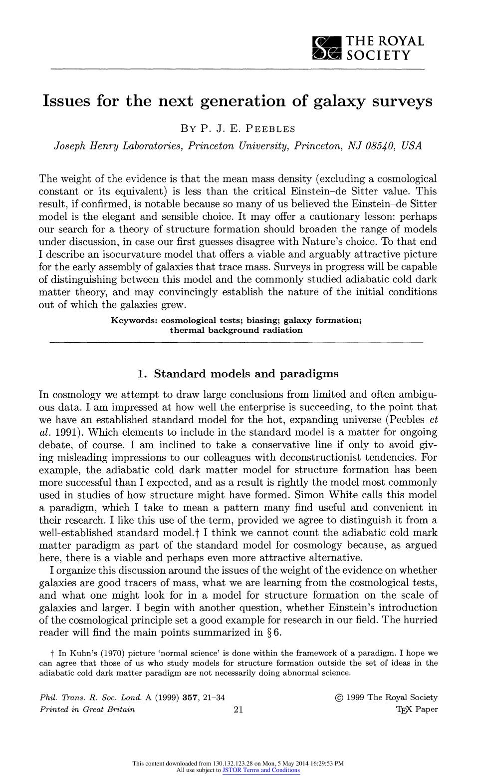 Issues for the Next Generation of Galaxy Surveys by Unknown