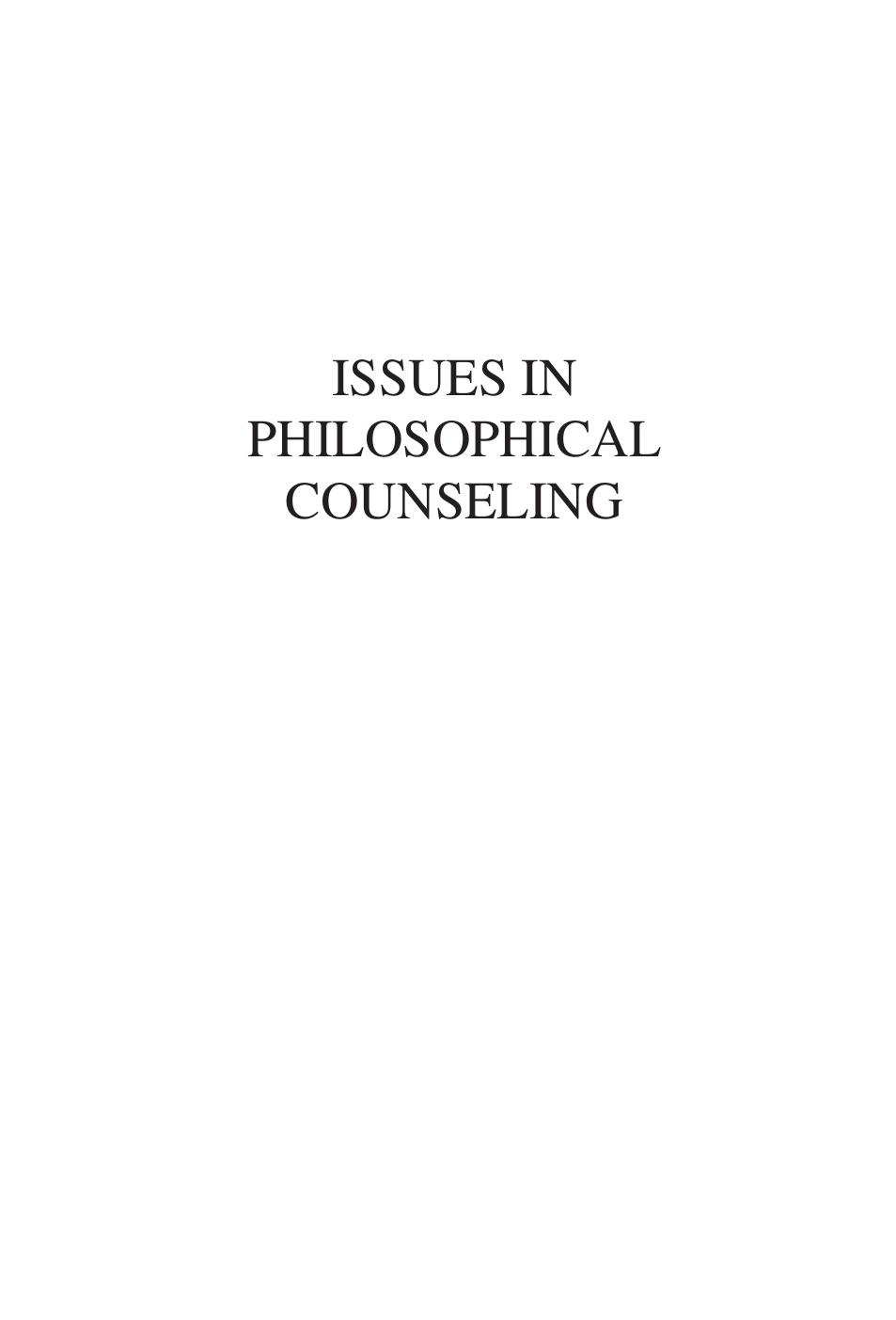 Issues in Philosophical Counseling by Peter B. Raabe