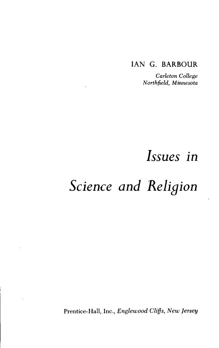 Issues in science and religion by Ian G. Barbour
