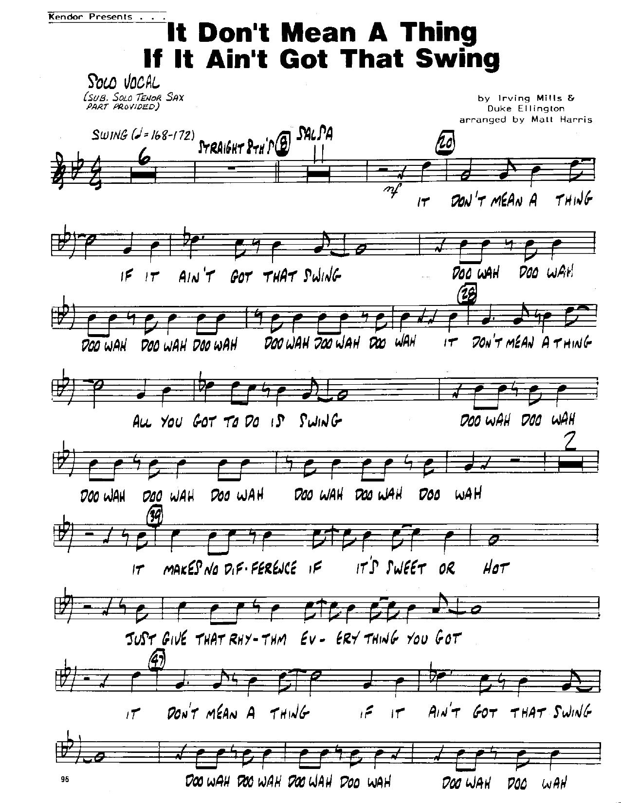 It Don't mean a thing (Parts & Score) by Ellington Duke Mills Irving