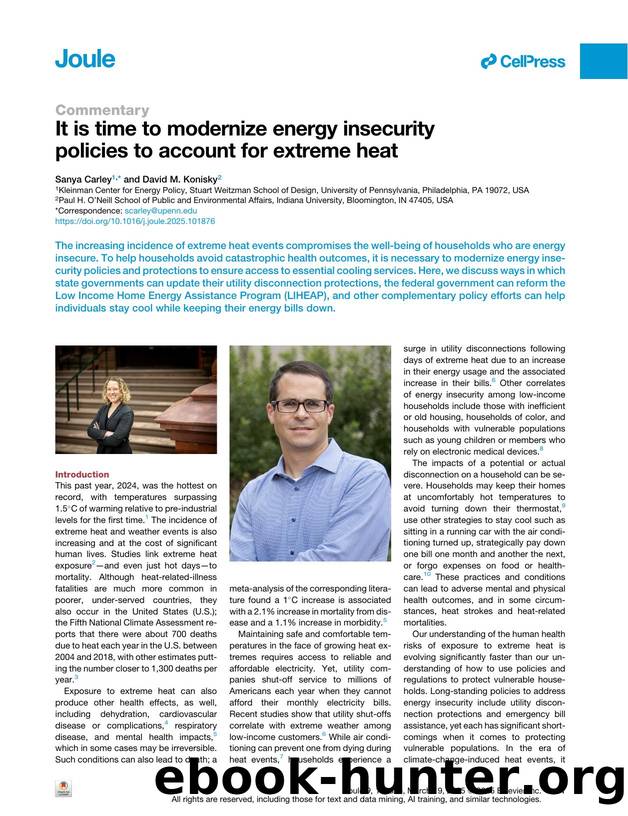 It is time to modernize energy insecurity policies to account for extreme heat by Sanya Carley & David M. Konisky