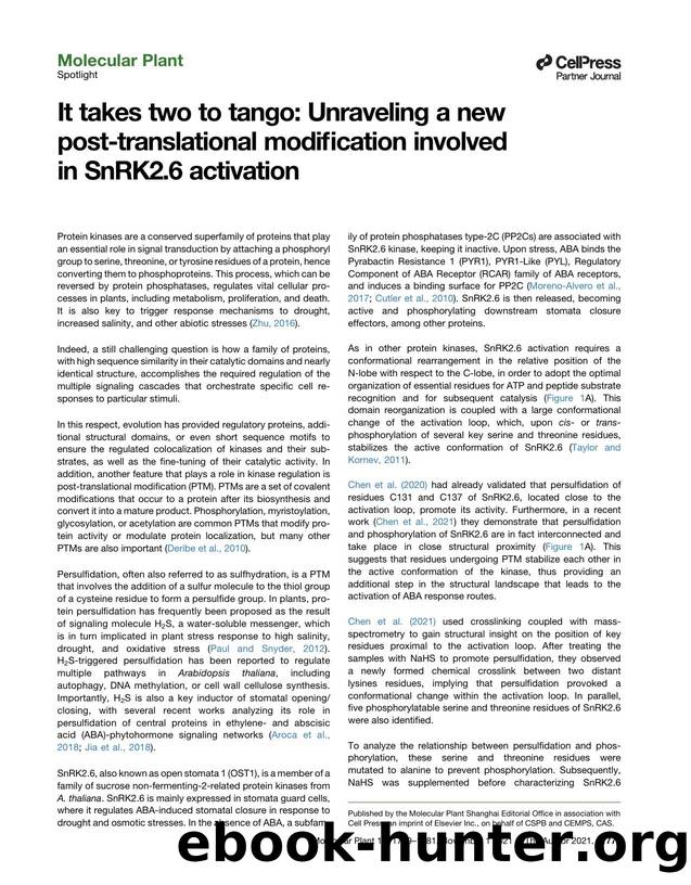 It takes two to tango: Unraveling a new post-translational modification involved in SnRK2.6 activation by Miguel Daniel-Mozo & Armando Albert