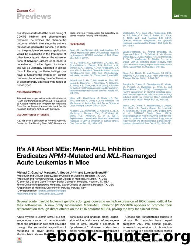 It&#x2019;s All About MEis: Menin-MLL Inhibition Eradicates NPM1-Mutated and MLL-Rearranged Acute Leukemias in Mice by Michael C. Gundry & Margaret A. Goodell & Lorenzo Brunetti
