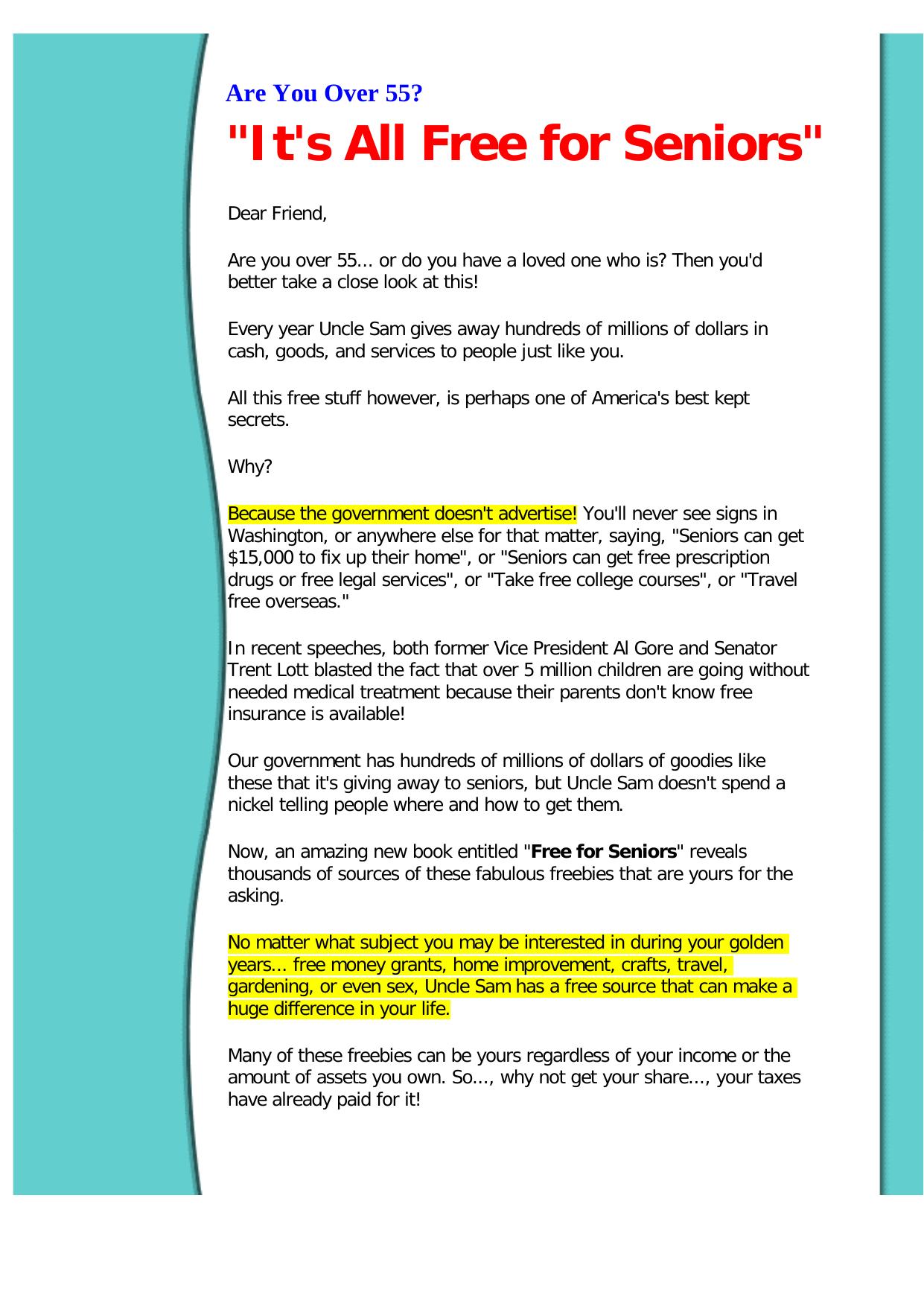 It's All Free For Seniors! by Best of Kuszter's Collection