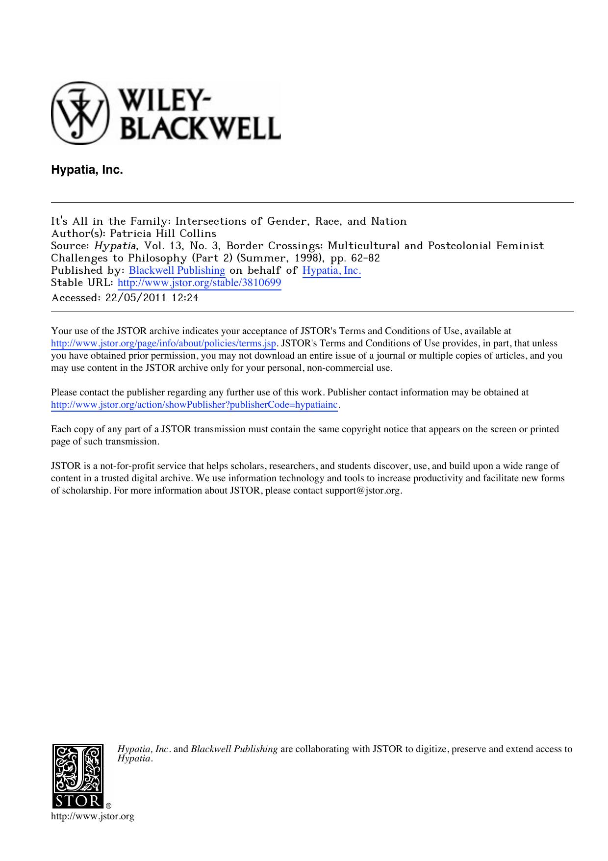 It's All in the Family: Intersections of Gender, Race, and Nation by Unknown