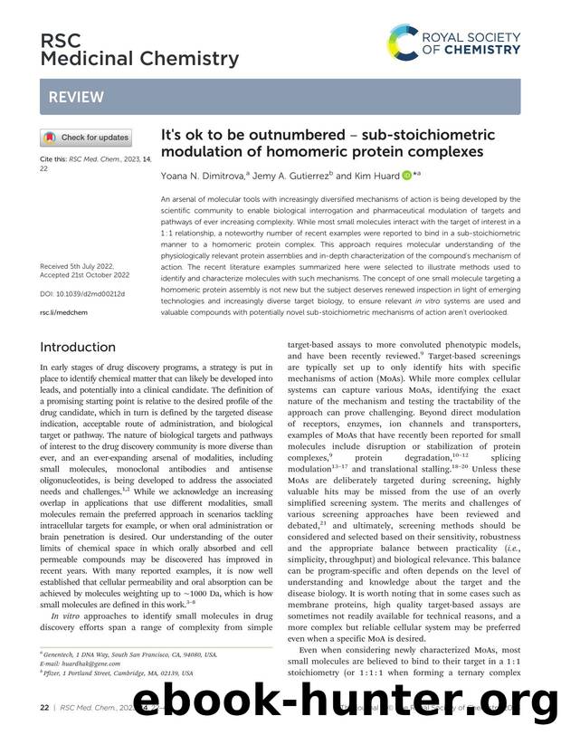 It's ok to be outnumbered â sub-stoichiometric modulation of homomeric protein complexes by Yoana N. Dimitrova & Jemy A. Gutierrez & Kim Huard