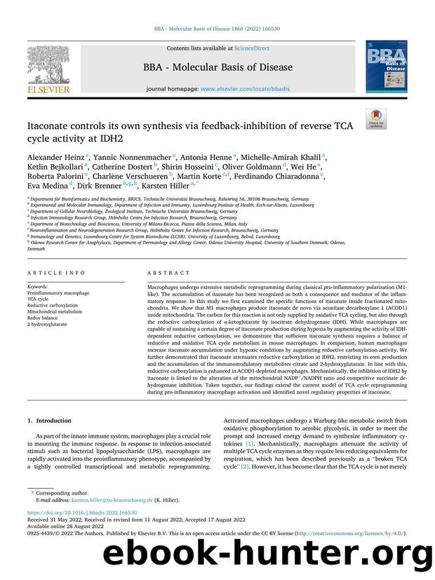 Itaconate controls its own synthesis via feedback-inhibition of reverse TCA cycle activity at IDH2 by unknow