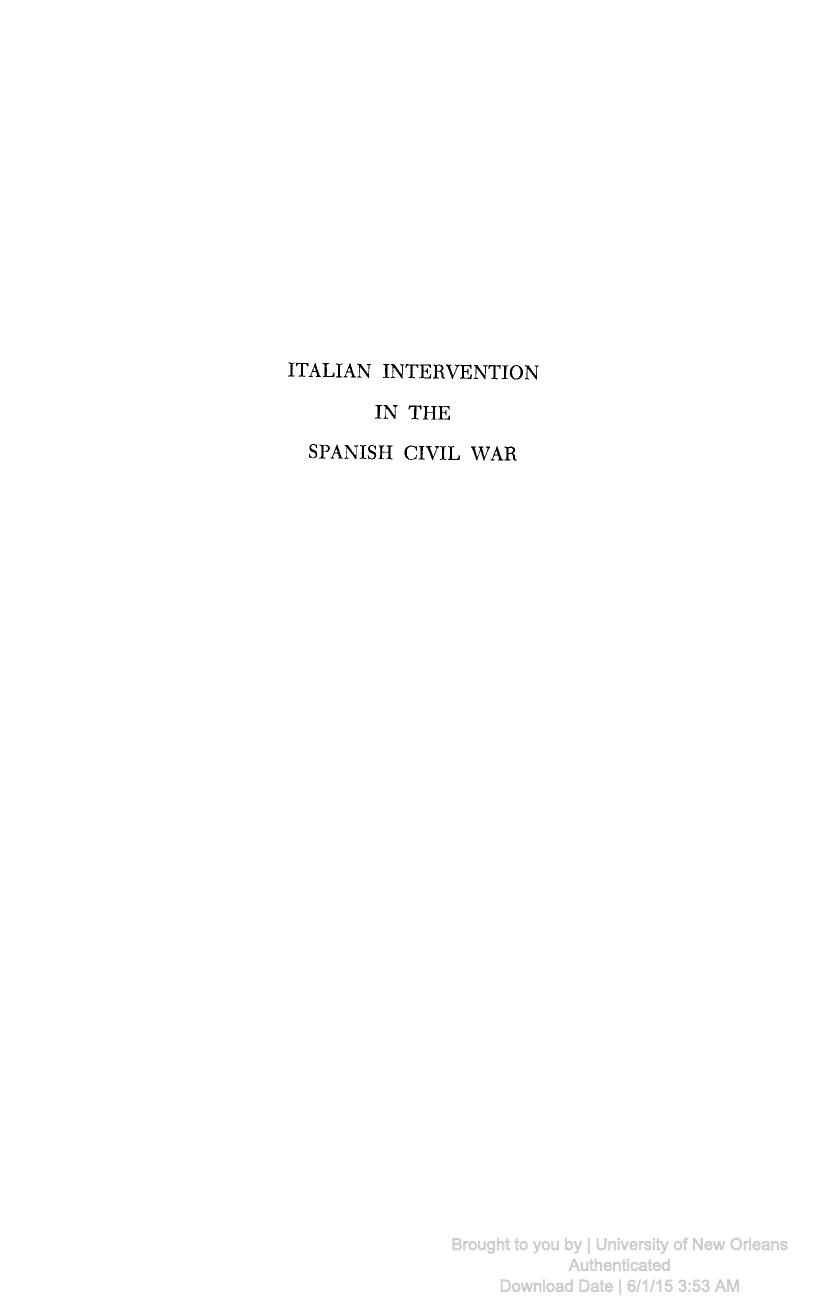 Italian Intervention In The Spanish Civil War by John F. Coverdale
