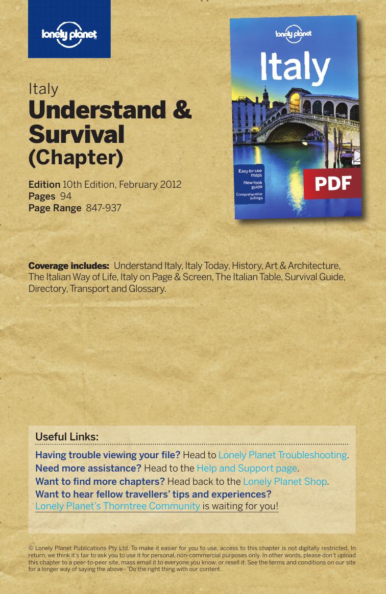 Italy - Understand & Survival (chapter) by Lonely Planet