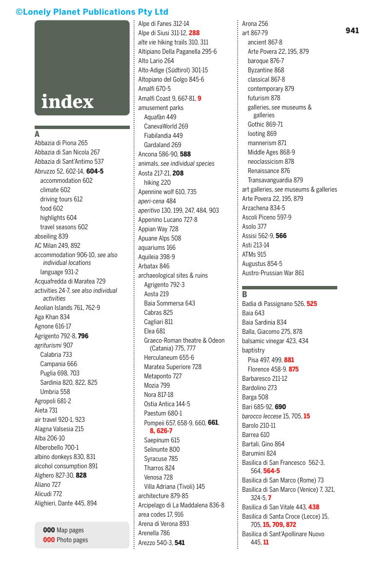 Italy - index (chapter) by Lonely Planet
