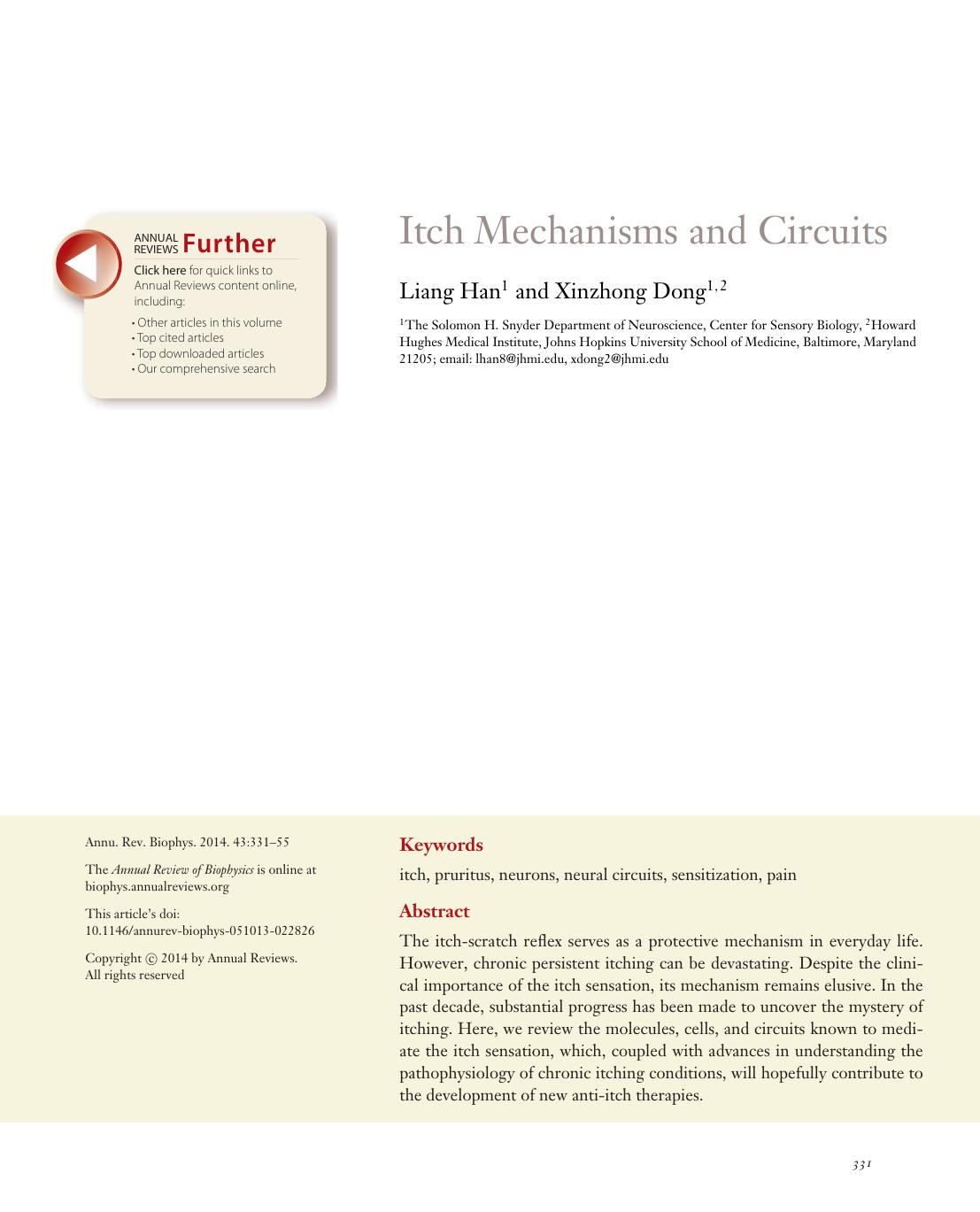 Itch Mechanisms and Circuits by Liang Han and Xinzhong Dong