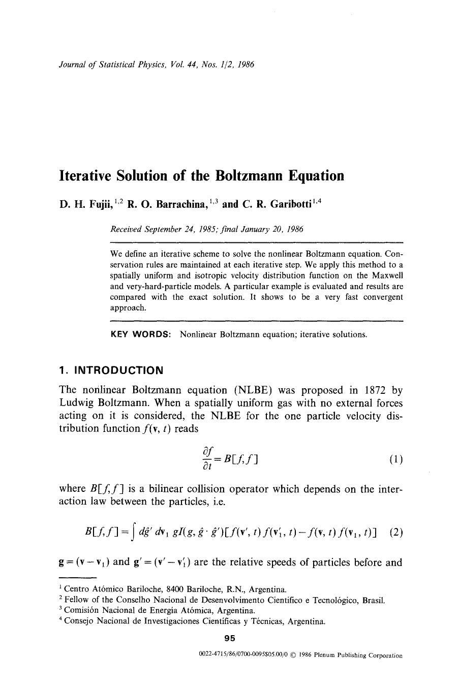 Iterative solution of the Boltzmann equation by Unknown