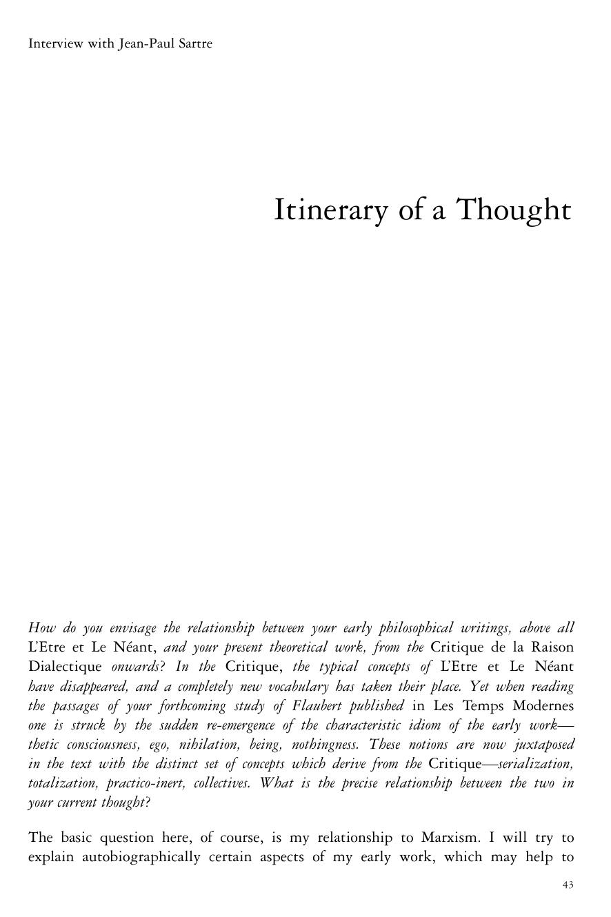 Itinerary of a Thought by Jean-Paul Sartre
