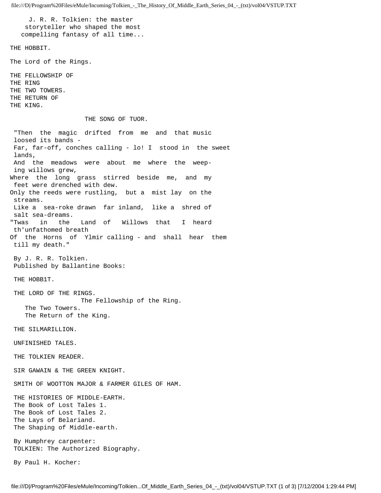 J R R Tolkien The History of Middle Earth 04 by Unknown