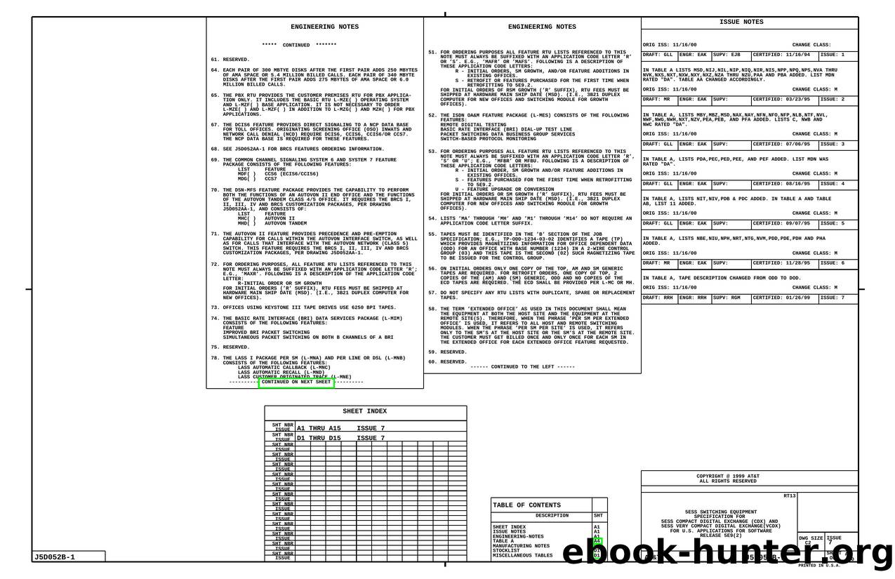J-5D052B-1 5ESS SWITCHING EQUIPMENT SPECIFICATION FOR 5ESS COMPACT by Lucent Technologies