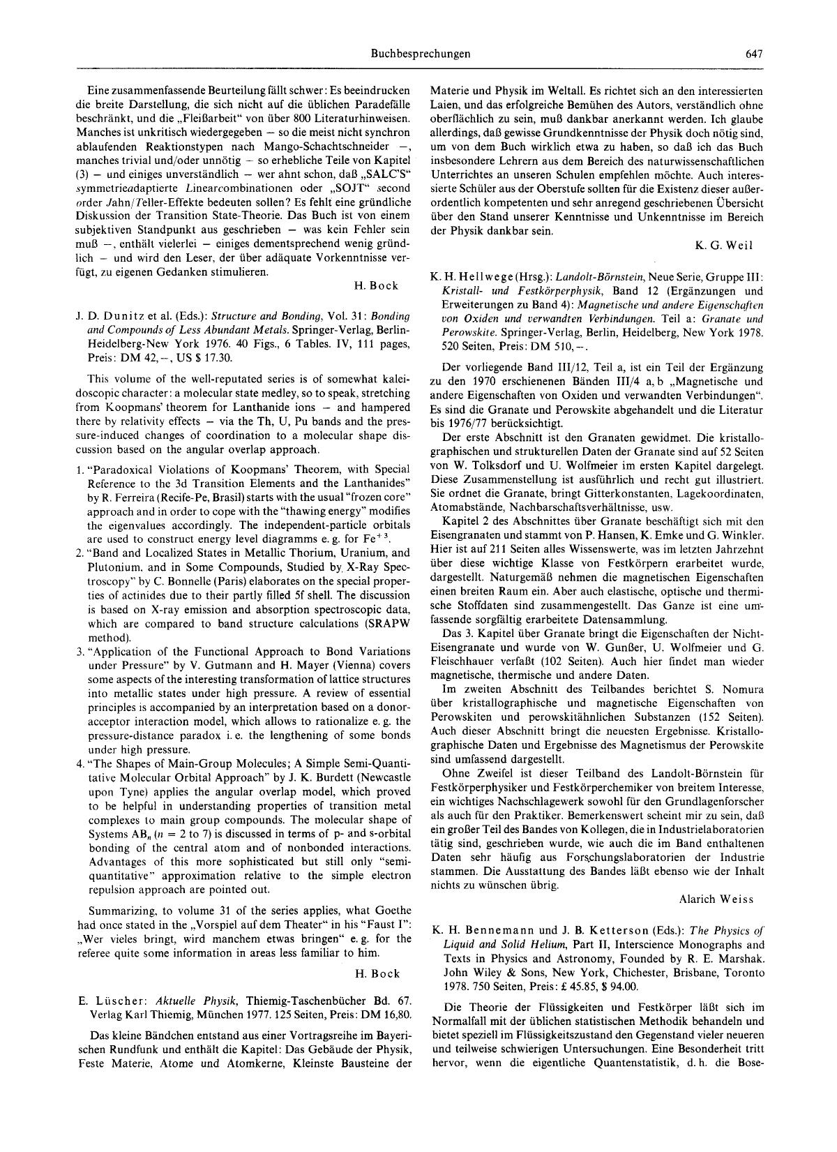 J. D. Dunitz et al. (Eds.): Structure and bonding, Vol. 31: Bonding and Compounds of Less Abundant Metals. Springer-Verlag, Berlin-Heidelberg-New York 1976. 40 Figs., 6 Tables. IV, by Unknown