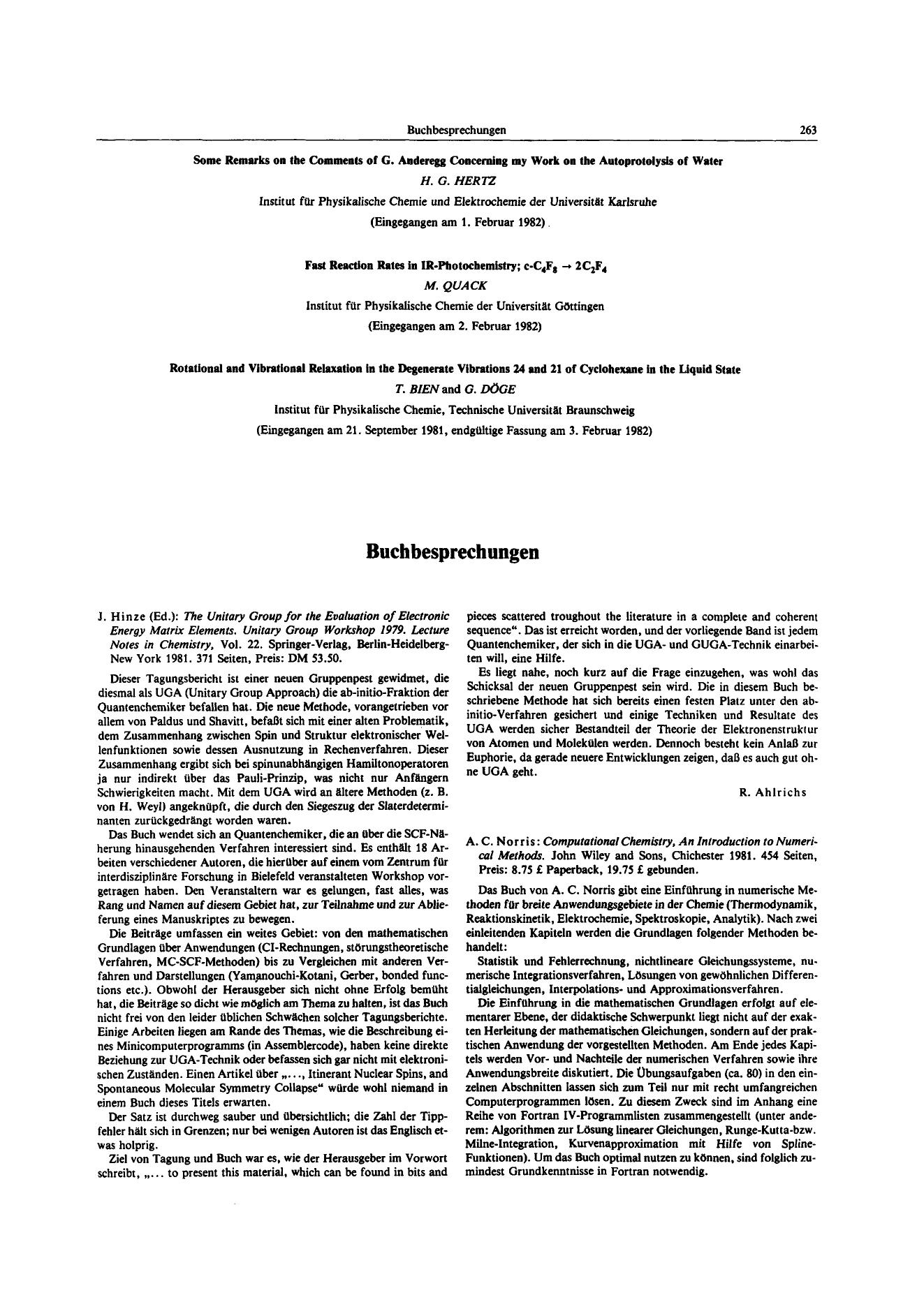 J. Hinze (Ed.): The Unitary Group for the Evaluation of Electronic Energy Matrix Elements. Unitary Group Workshop 1979. Lecture Notes in Chemistry, Vol. 22. Springer-Verlag, Berlin by Unknown