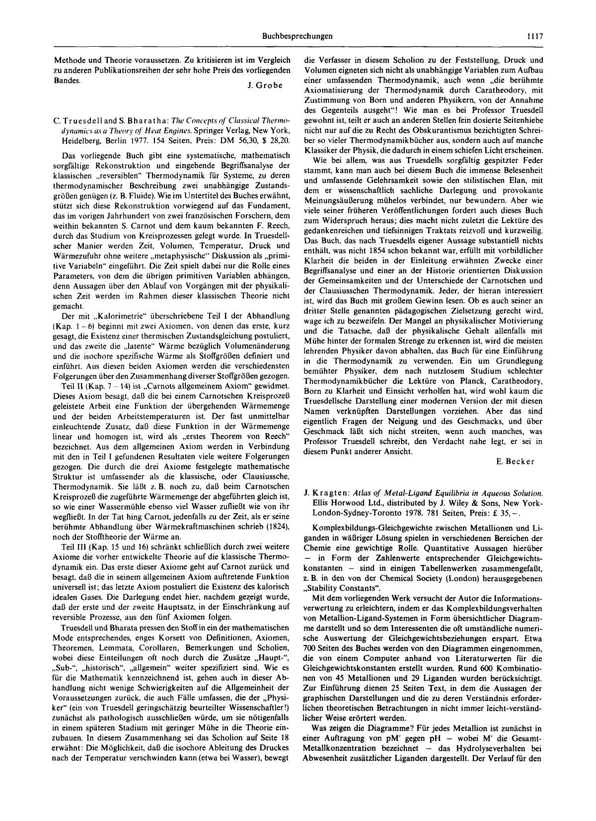 J. Kragten: Atlas of Metal-Ligand Equilibria in Aqueous Solution. Ellis Horwood Ltd., distributed by J. Wiley & Sons, New York-London-Sydney-Toronto 1978. 781 Seiten. Preis: £ 35.- by Unknown