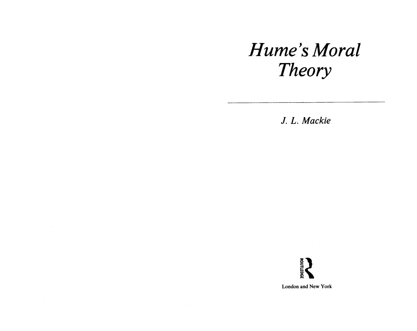 J. L. Mackie by Hume's Moral Theory