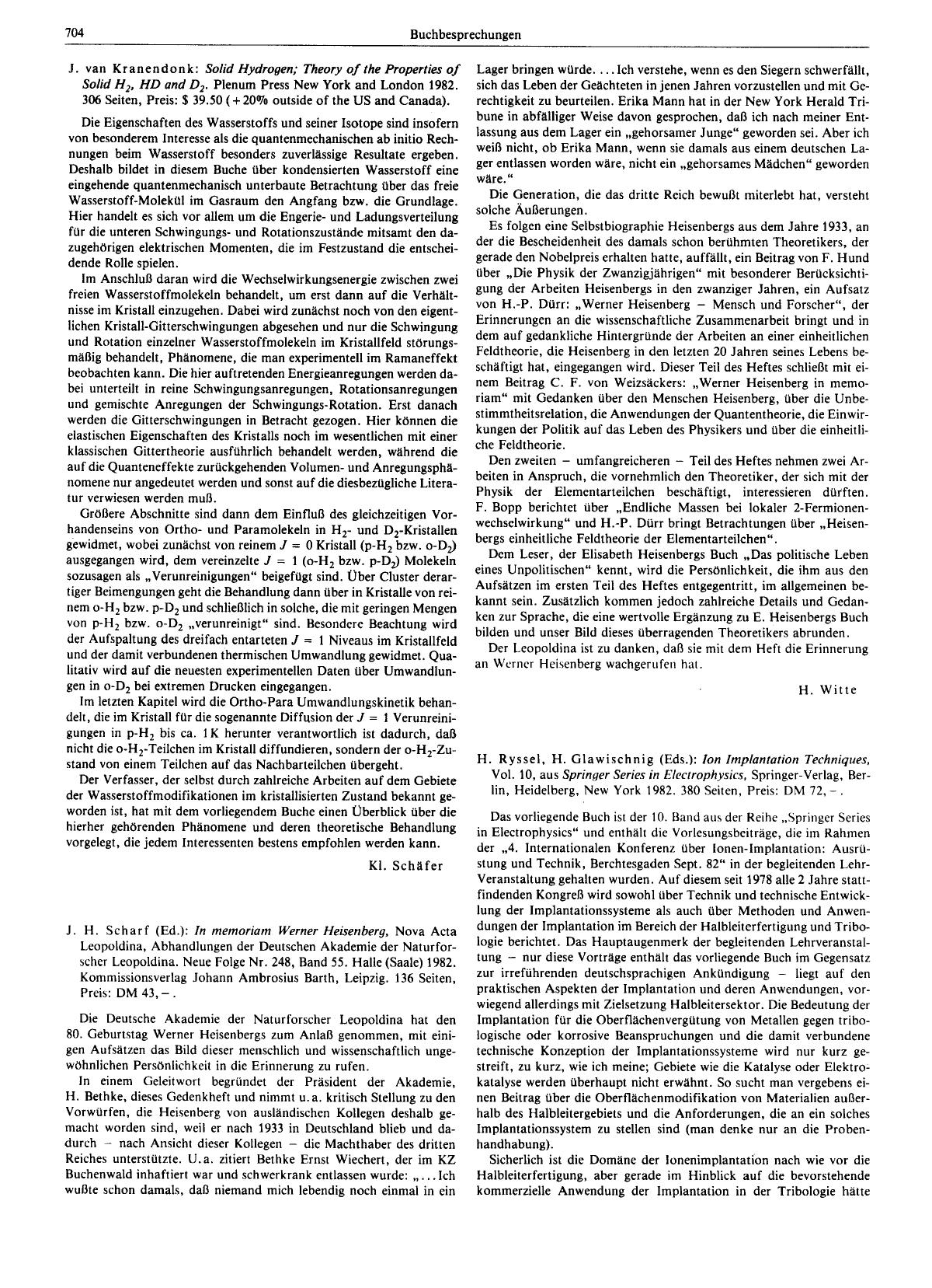 J. van Kranendonk: Solid Hydrogen; Theory of the Properties of Solid H2, HD and D2. Plenum Press New York and London 1982. 306 Seiten, Preis: [dollar] 39.50 (+ 20[percnt] outside of the US and Canada) by Unknown