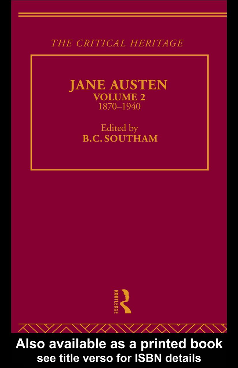 JANE AUSTEN: THE CRITICAL HERITAGE, VOLUME 2, 1870-1940 by B.C.SOUTHAM (edt)