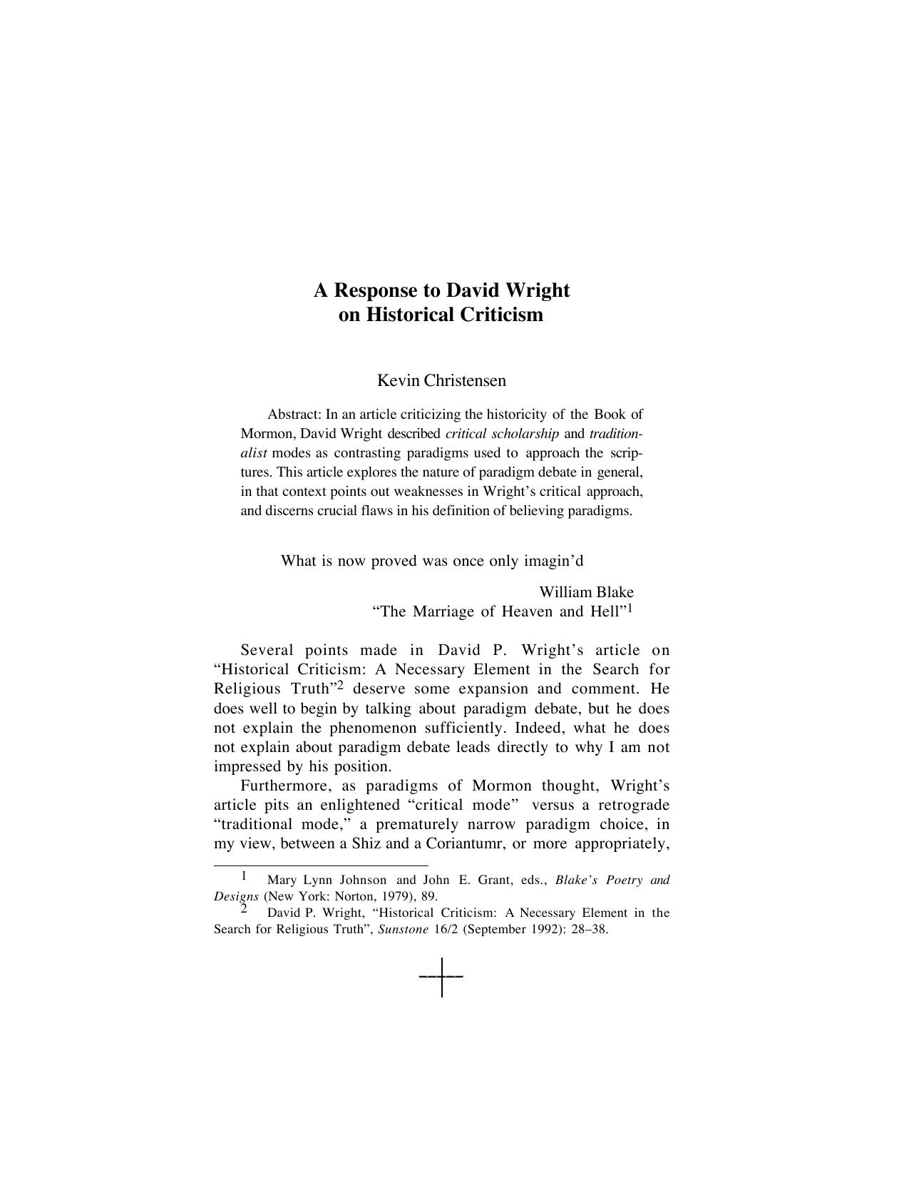 JBMS 3-1 A Response to David Wright on Historical Criticism by Unknown