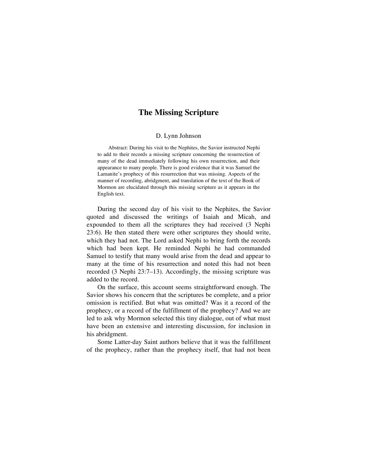 JBMS 3-2 The Missing Scripture by Unknown