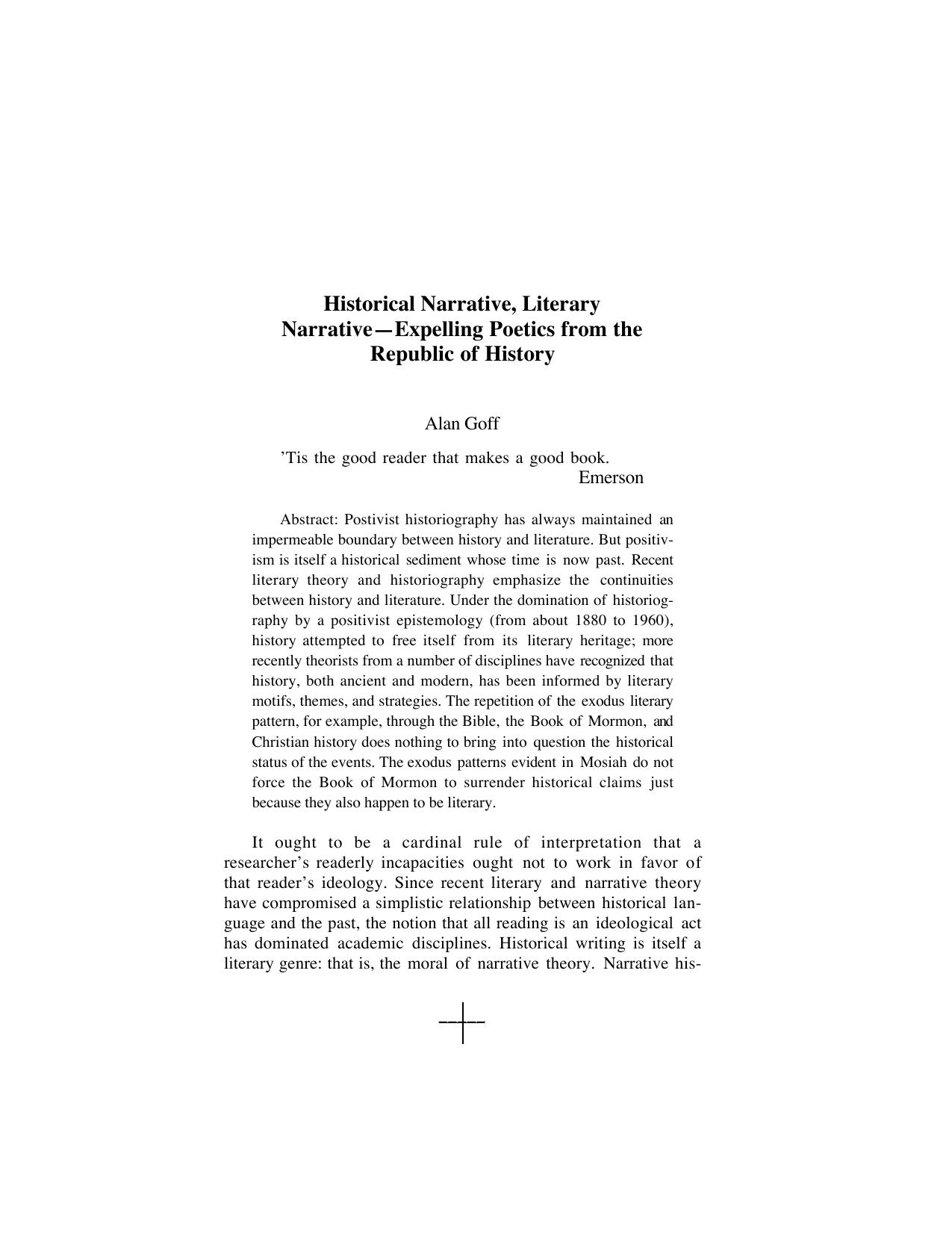 JBMS 5-1 Historical Narrative Literary Narrative151Expelling Poetics from the Republic of History by Unknown