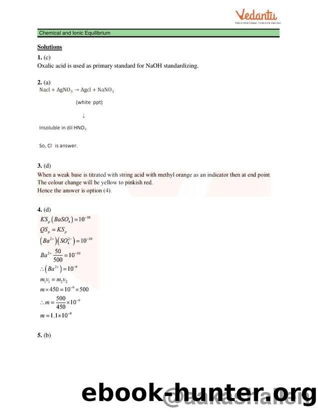 JEE Chemistry Chemical and Ionic Equilibrium Solutions Final by VIPL029