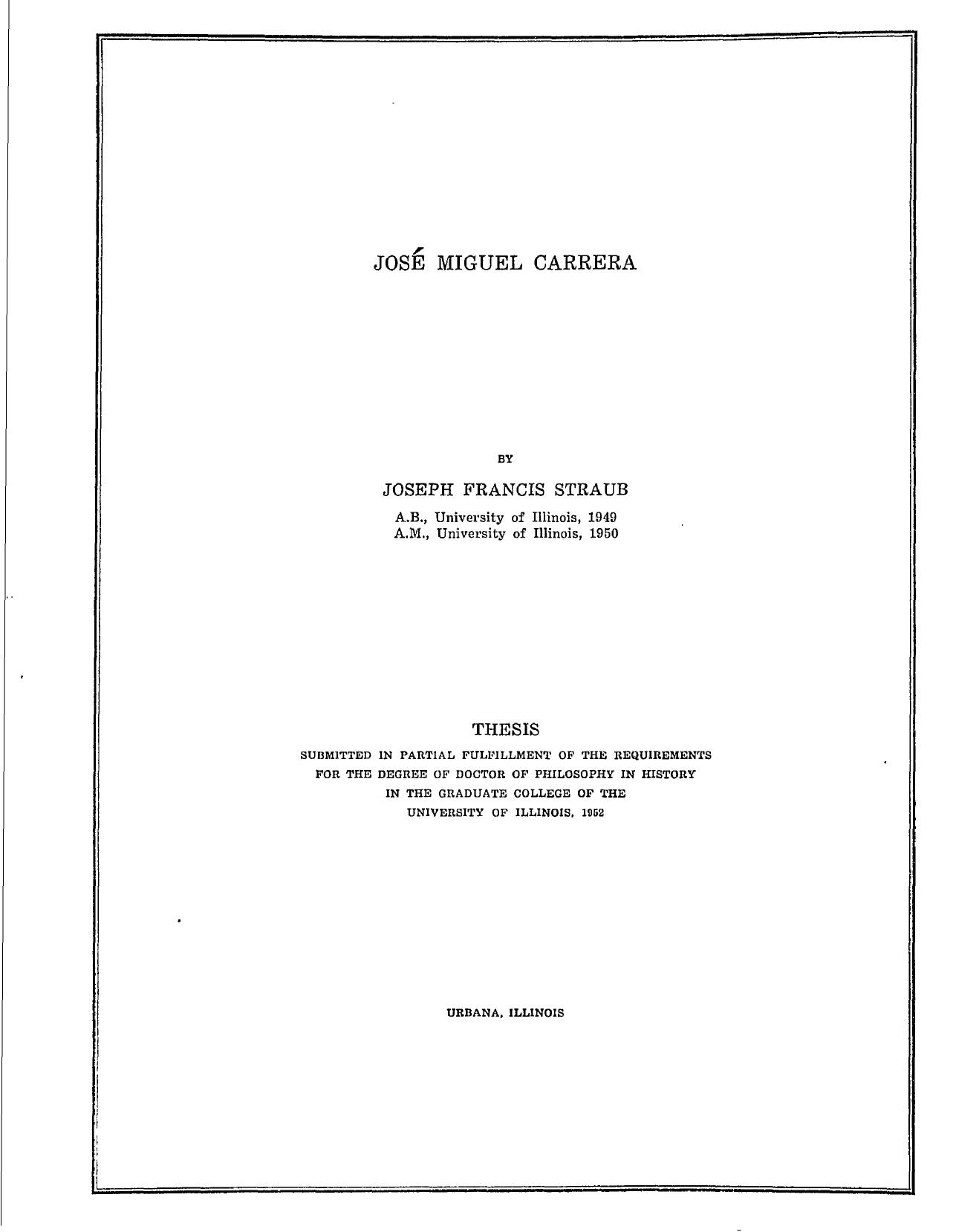 JOSE MIGUEL CARRERA by STRAUB JOSEPH FRANCIS