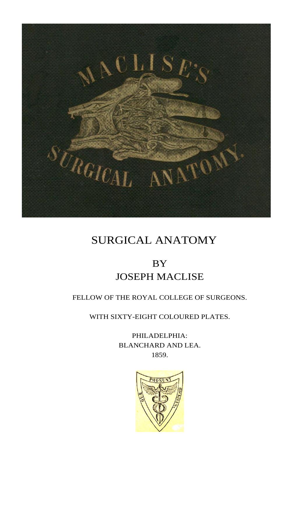 JOSEPH MACLISE -Surgical anatomy 1859 by Unknown