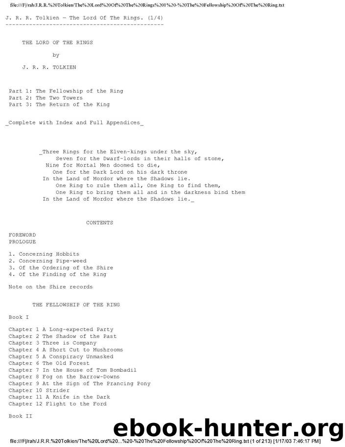 JRR Tolkien - Lord of the Rings 01 - The Fellowship of the Ring by JRR Tolkien