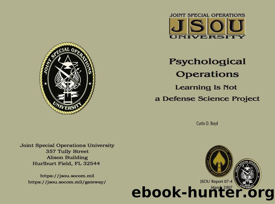 JSOU Report 07-4 Psychological Operations by Unknown