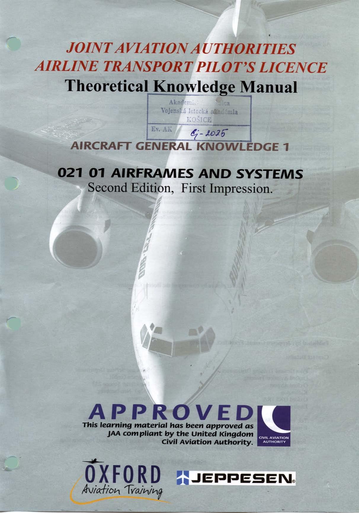 Jaa Atpl Book 2- Oxford Aviation Jeppesen-Airframes And Systems Red by Unknown
