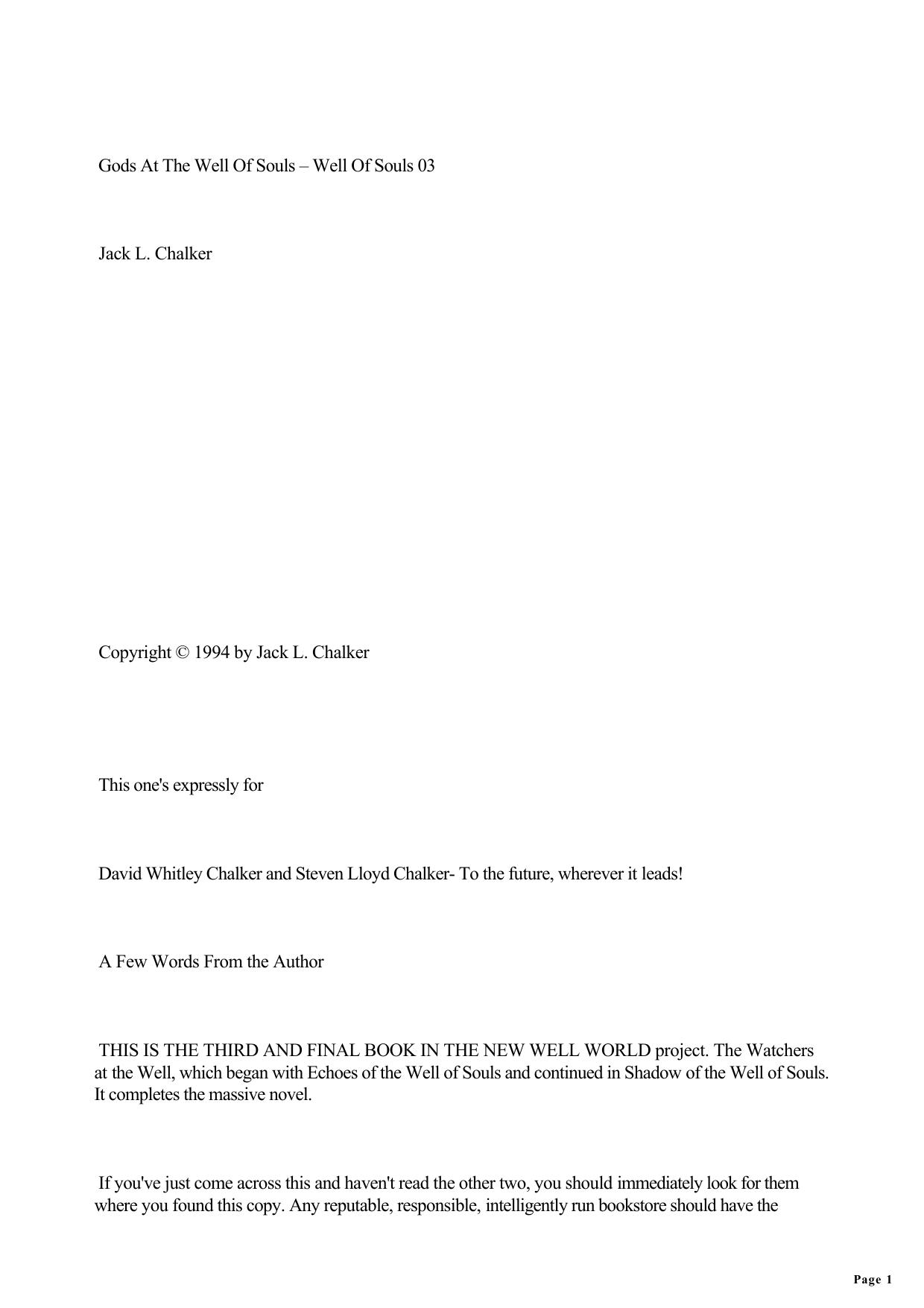 Jack L. Chalker - Watcher At The Well 03 by Gods At The Well