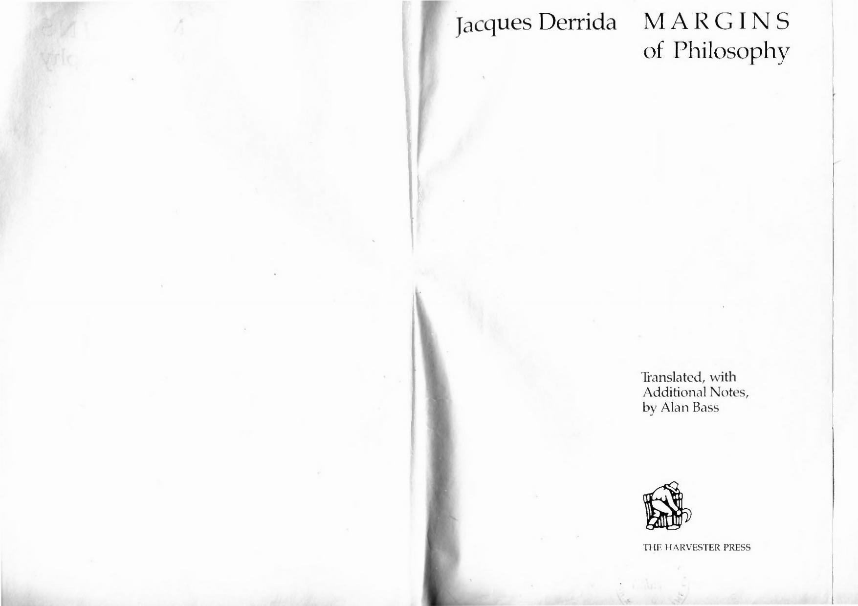 Jacques Derrida-Margins of Philosophy-Prentice Hall Harvester Wheatsheaf (1982) by Unknown