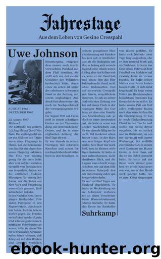 Jahrestage 1: Aus dem Leben von Gesine Cresspahl by Johnson Uwe