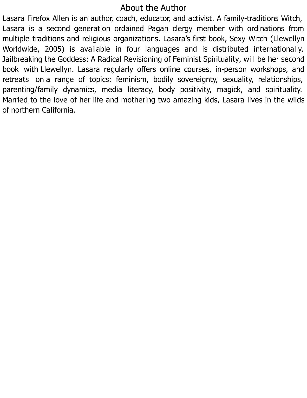 Jailbreaking the Goddess: A Radical Revisioning of Feminist Spirituality by Lasara Firefox Allen