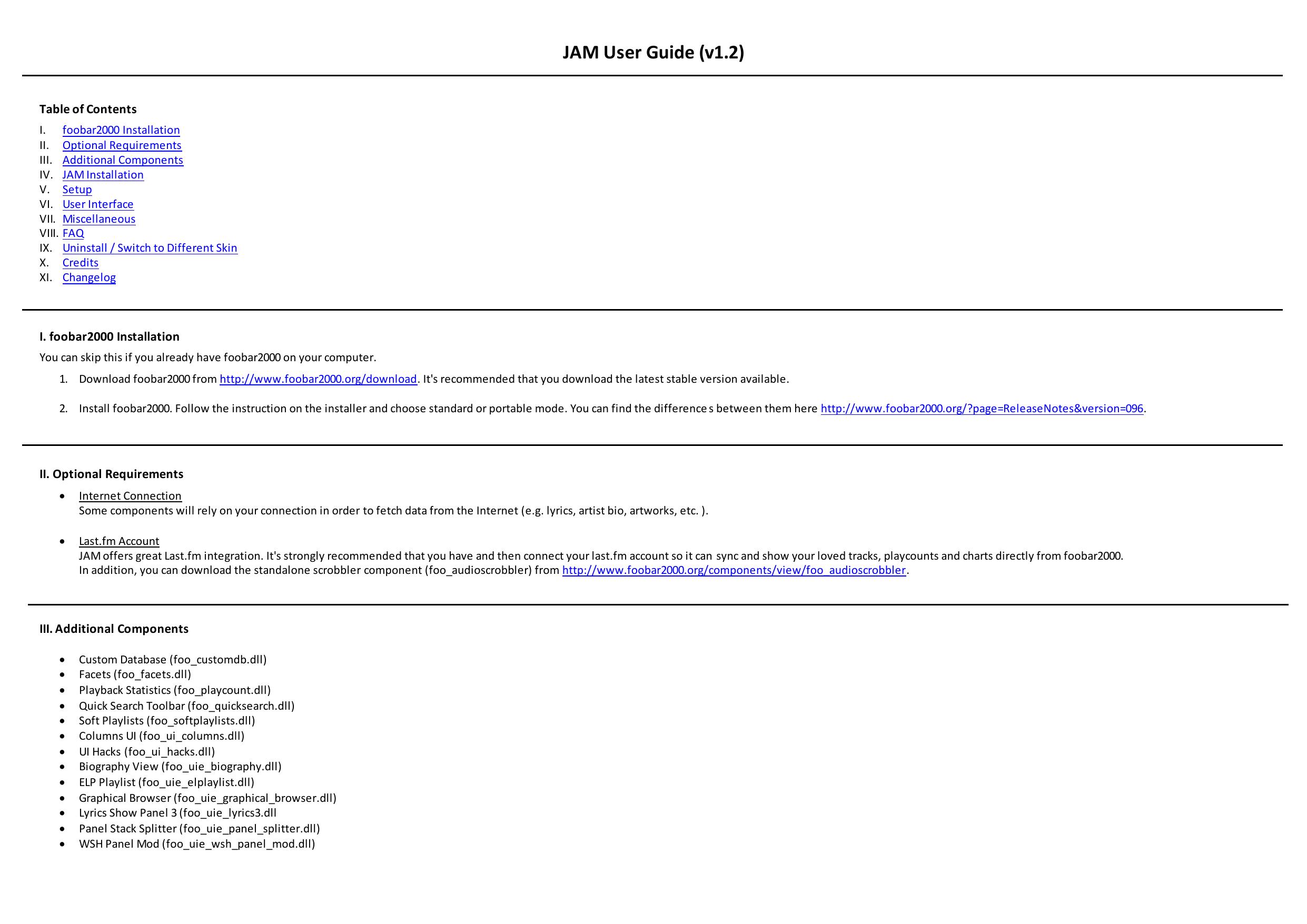 Jam User Guide (v1.2) by cliffflip