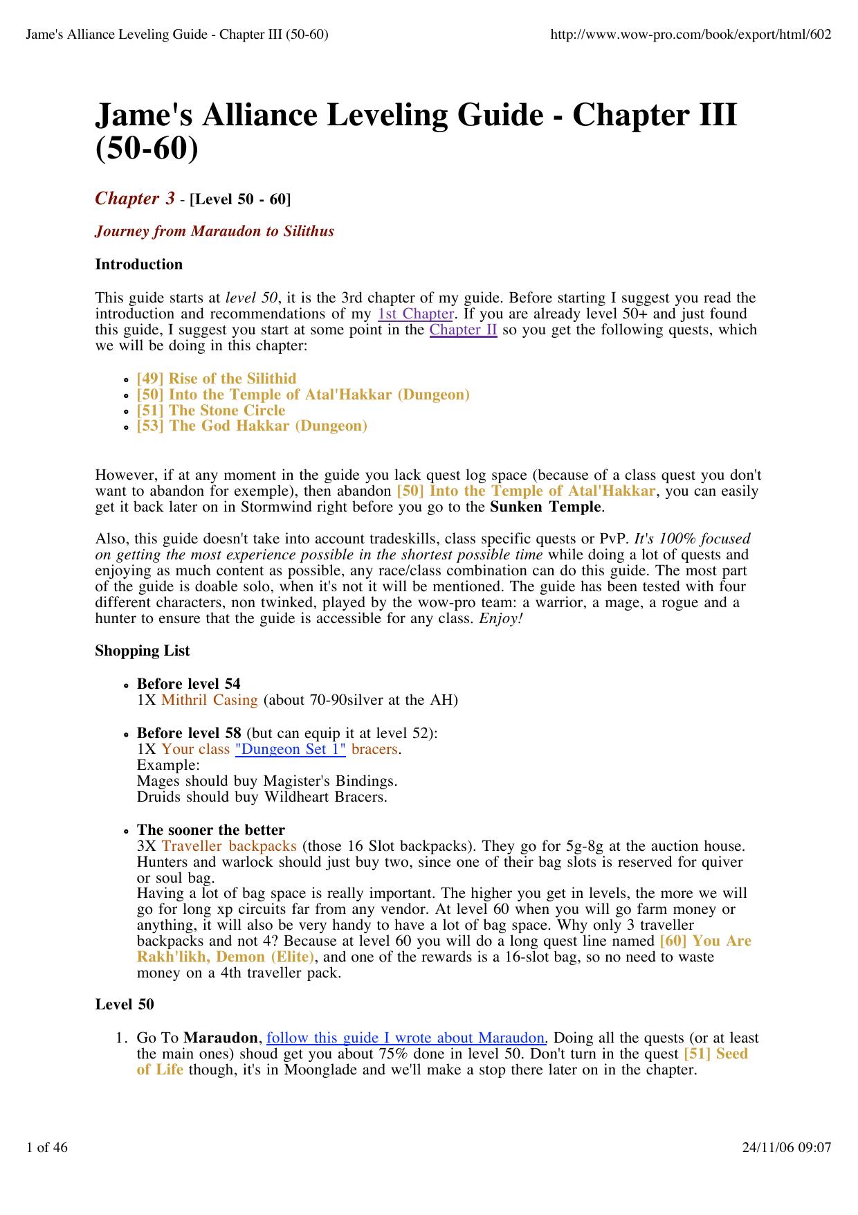 Jame's Alliance Leveling Guide - Chapter III (50-60) by S.Chang