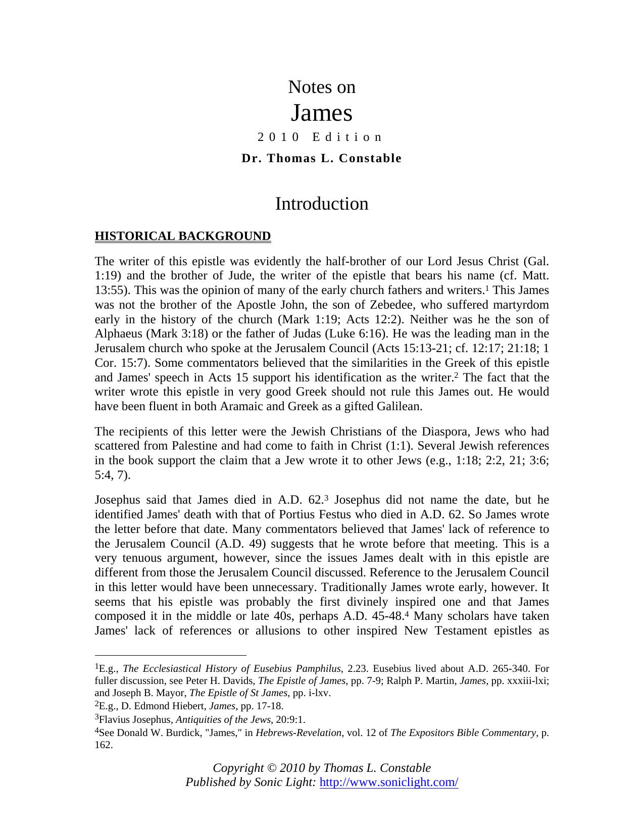 James by Dr. Thomas L. Constable