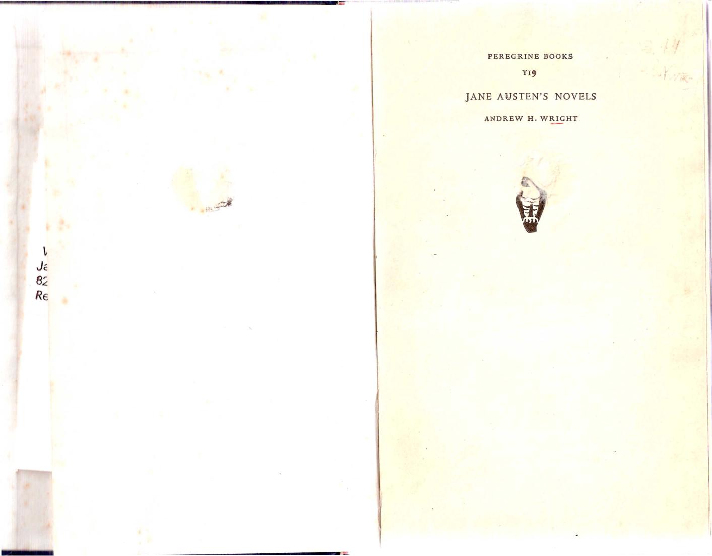 Jane Austen's Novels: A Study in Structure by Andrew H. Wright