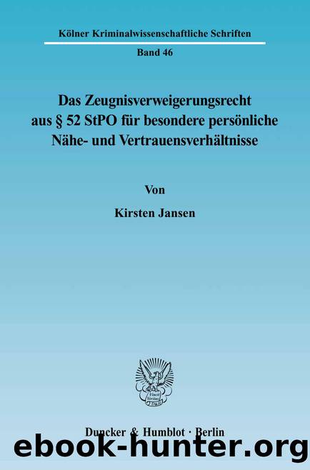 Jansen by Kölner Kriminalwissenschaftliche Schriften (9783428510832)